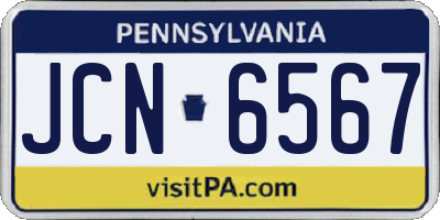 PA license plate JCN6567