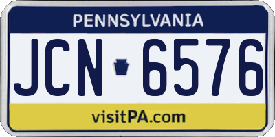 PA license plate JCN6576