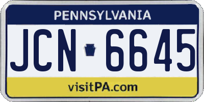 PA license plate JCN6645