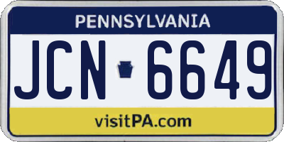 PA license plate JCN6649