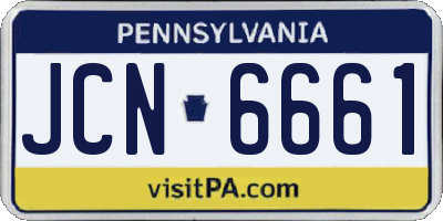 PA license plate JCN6661