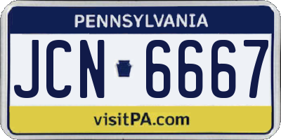 PA license plate JCN6667