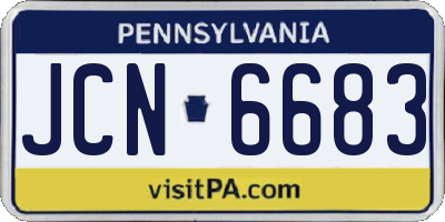 PA license plate JCN6683