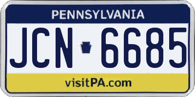 PA license plate JCN6685