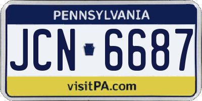 PA license plate JCN6687
