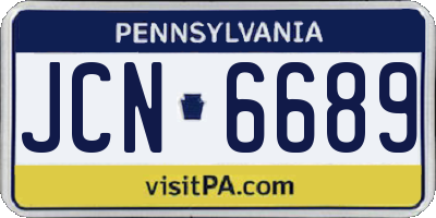 PA license plate JCN6689