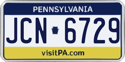 PA license plate JCN6729