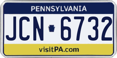 PA license plate JCN6732