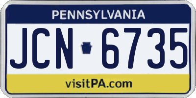 PA license plate JCN6735