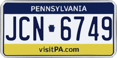PA license plate JCN6749