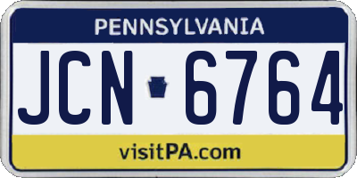 PA license plate JCN6764
