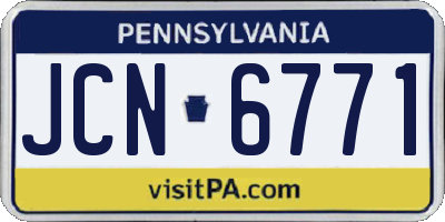 PA license plate JCN6771