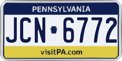 PA license plate JCN6772