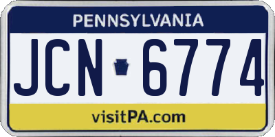 PA license plate JCN6774