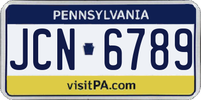 PA license plate JCN6789