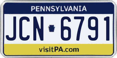 PA license plate JCN6791
