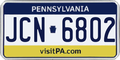 PA license plate JCN6802