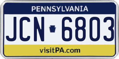 PA license plate JCN6803