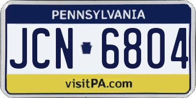 PA license plate JCN6804
