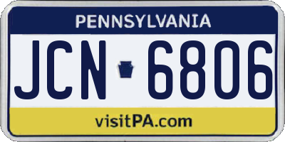 PA license plate JCN6806
