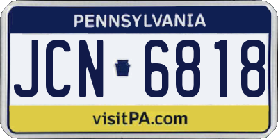 PA license plate JCN6818