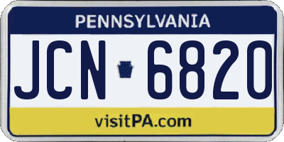 PA license plate JCN6820