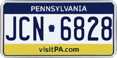 PA license plate JCN6828