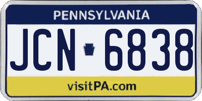 PA license plate JCN6838