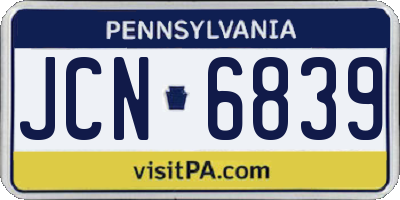 PA license plate JCN6839