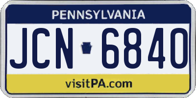 PA license plate JCN6840