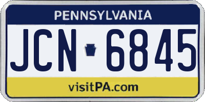 PA license plate JCN6845