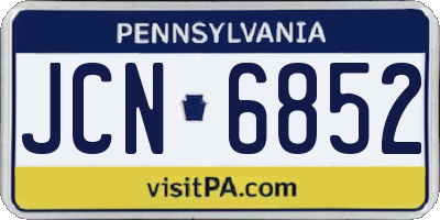 PA license plate JCN6852