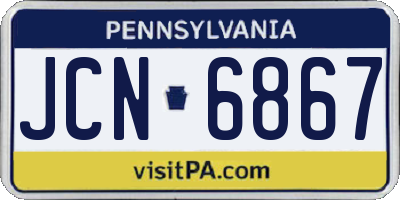 PA license plate JCN6867