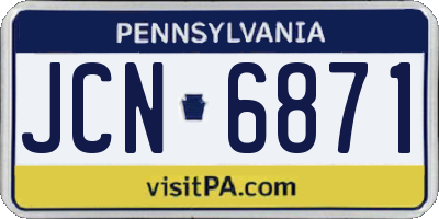 PA license plate JCN6871
