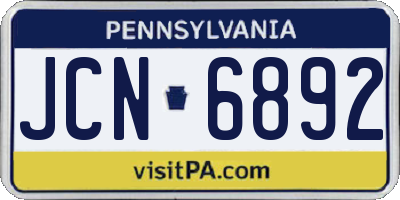 PA license plate JCN6892