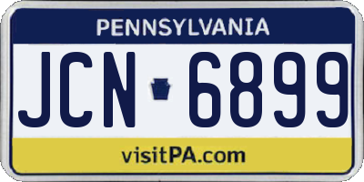 PA license plate JCN6899