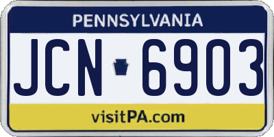 PA license plate JCN6903