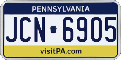 PA license plate JCN6905