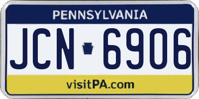 PA license plate JCN6906