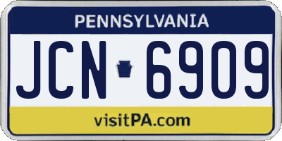 PA license plate JCN6909