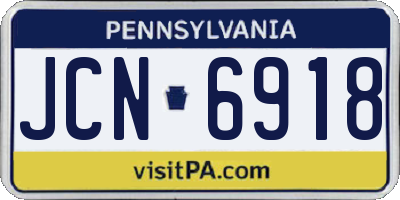 PA license plate JCN6918