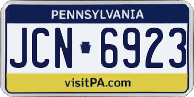 PA license plate JCN6923