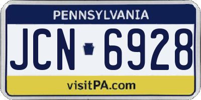 PA license plate JCN6928