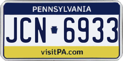 PA license plate JCN6933