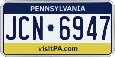 PA license plate JCN6947