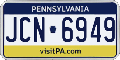 PA license plate JCN6949