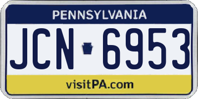 PA license plate JCN6953
