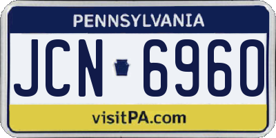 PA license plate JCN6960