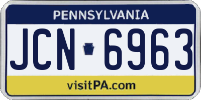 PA license plate JCN6963