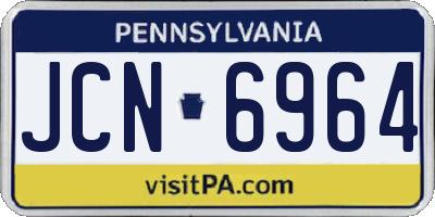 PA license plate JCN6964